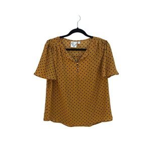 Janetchurg Size PL Goldenrod and Navy Dot